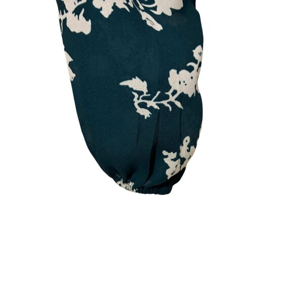 Abercrombie & Fitch Floral Long Sleeve Ruched Crop Top Teal Green Women’s Small - Picture 5 of 6